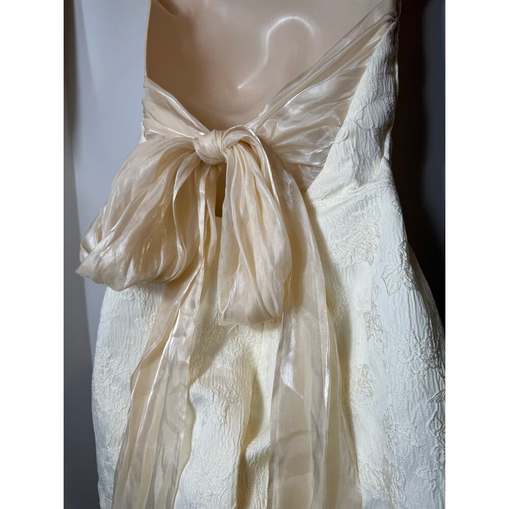 NWT Lulus XL Charming Ideal Ivory Floral Jaquard Organza Bow Back Romper Bridal - Picture 8 of 11